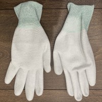 Găng tay sợi polyseter mầu trắng phủ PU lòng bàn tay